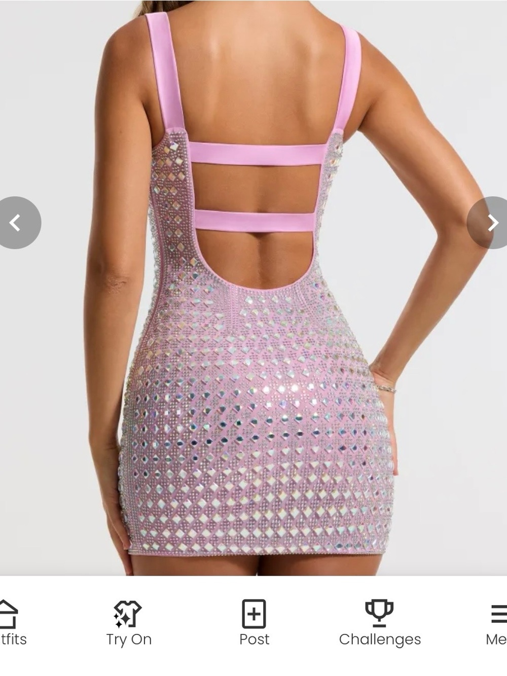 Oh Polly Pink Crystal-Embellished Mini Dress Lila. Like new, Worn only once. - Picture 3 of 4